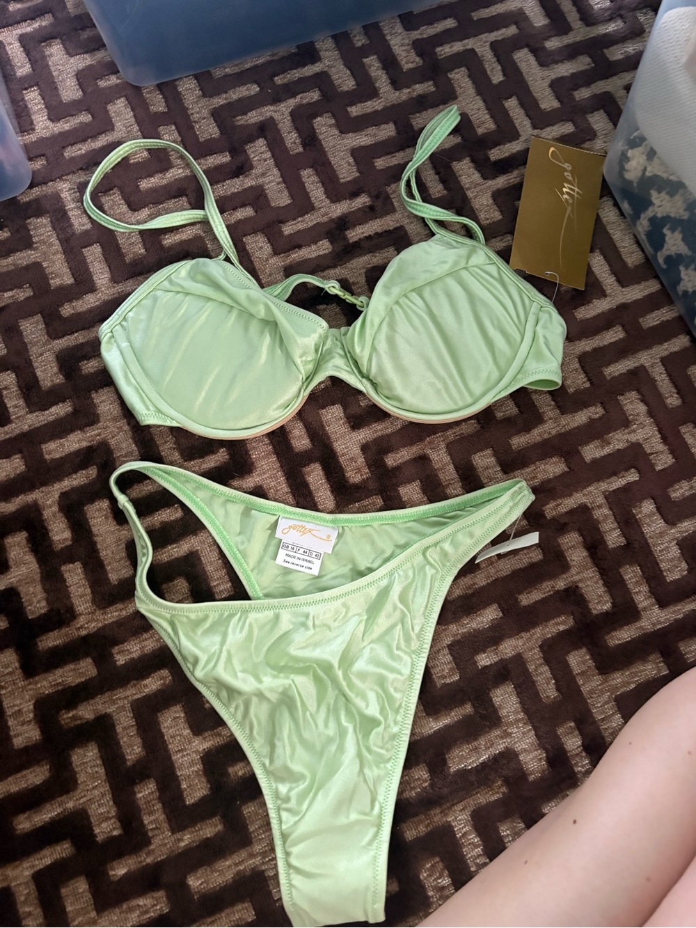 1980’s Vintage Mint Green Underwire Ribbed Bikini Set - Women Swim